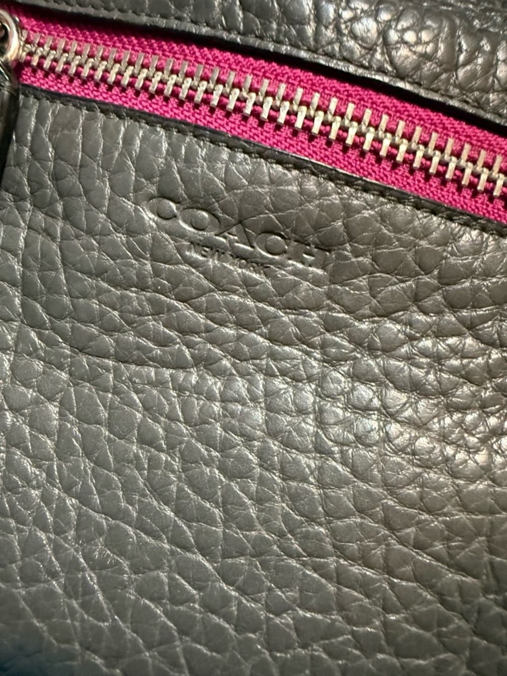 Coach Gray Leather Satchel with Pink Tassel Accents - Picture 3 of 8